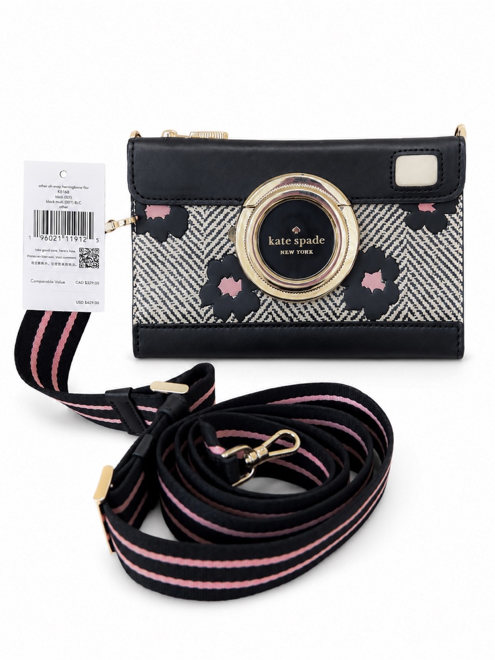 NWT Kate Spade Oh Snap 3D Camera Bag Crossbody – Black Multi